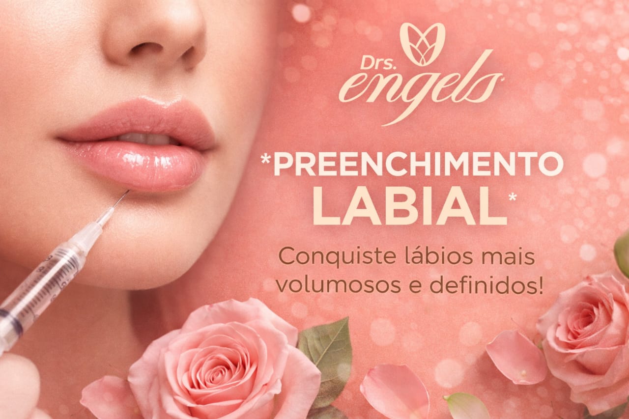 Paciente após PREENCHIMENTO LABIAL com ácido hialurônico na Clínica DRS. Engels, Ponta Grossa — resultado natural e harmonização facial.